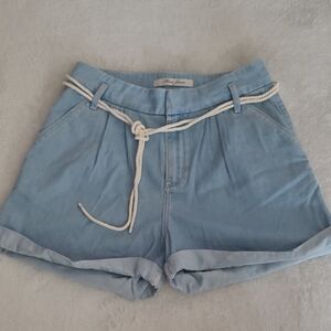 Mavis New Fit Chambray Rope Belt Shorts Blue Denim Cuffed Womens Size 27 Boho